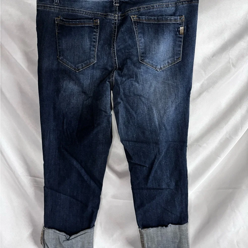1822 Denim Dark Blue Distressed Ankle Jeans - Picture 5 of 6